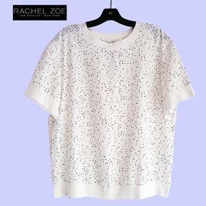 Rachel Zoe NEW Speckled Polka Dot Crew Short Sleeve Top L